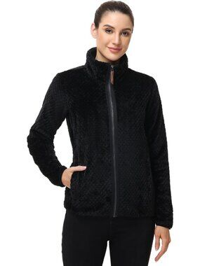 Medium Black Ultra-Soft Warm Sherpa Fleece Jacket for Cozy Comfort